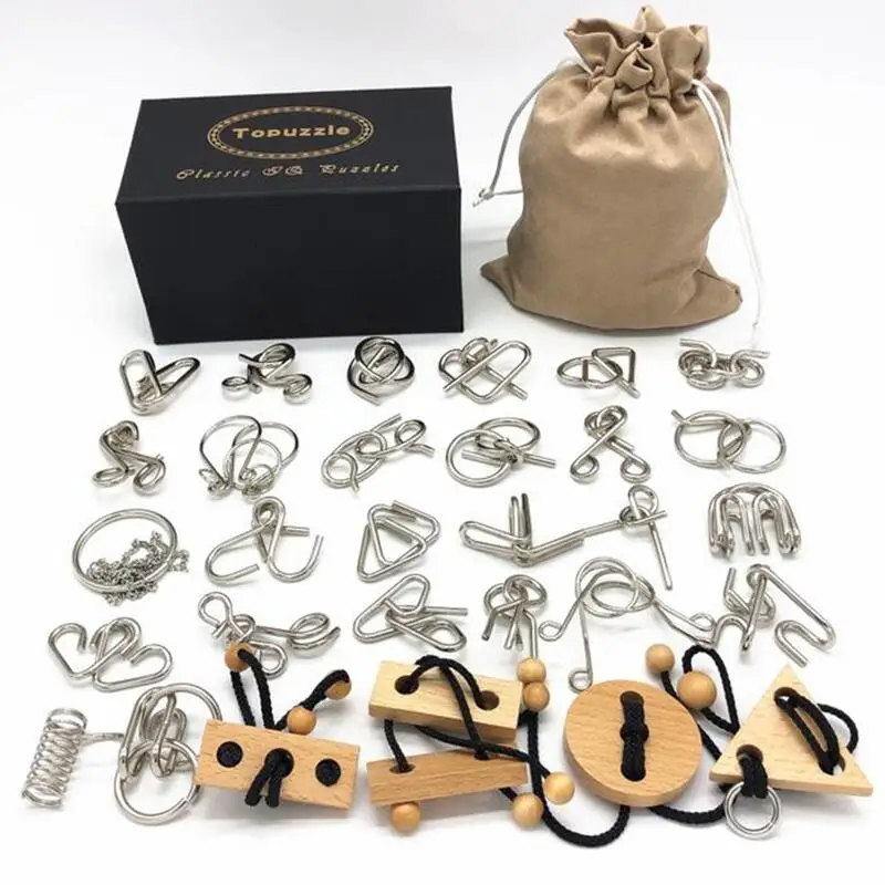 Nuovo 26/30 pezzi per Set Puzzle in metallo Mind Brain Teaser Magic Wire Rings Puzzle Game per bambini adulti