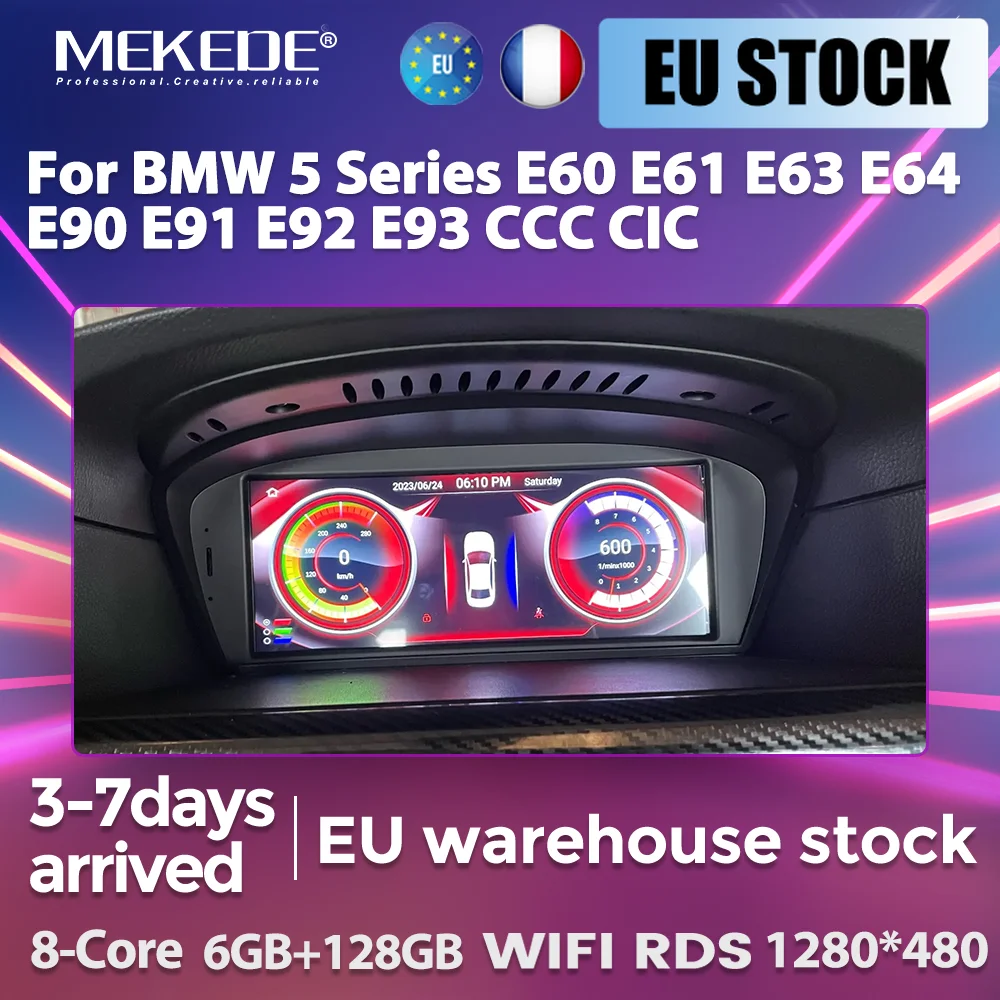 MEKEDE EU Store Drahtloses CarPlay Android Auto Autoradio Multimedia für BMW 5er E60 E61 E63 E64 E90 E91 E92 E93 4G Autoradio Auto GPS Multimedia Radio, 8-Kern DSP ohne DVD Player, 2Din Stereo