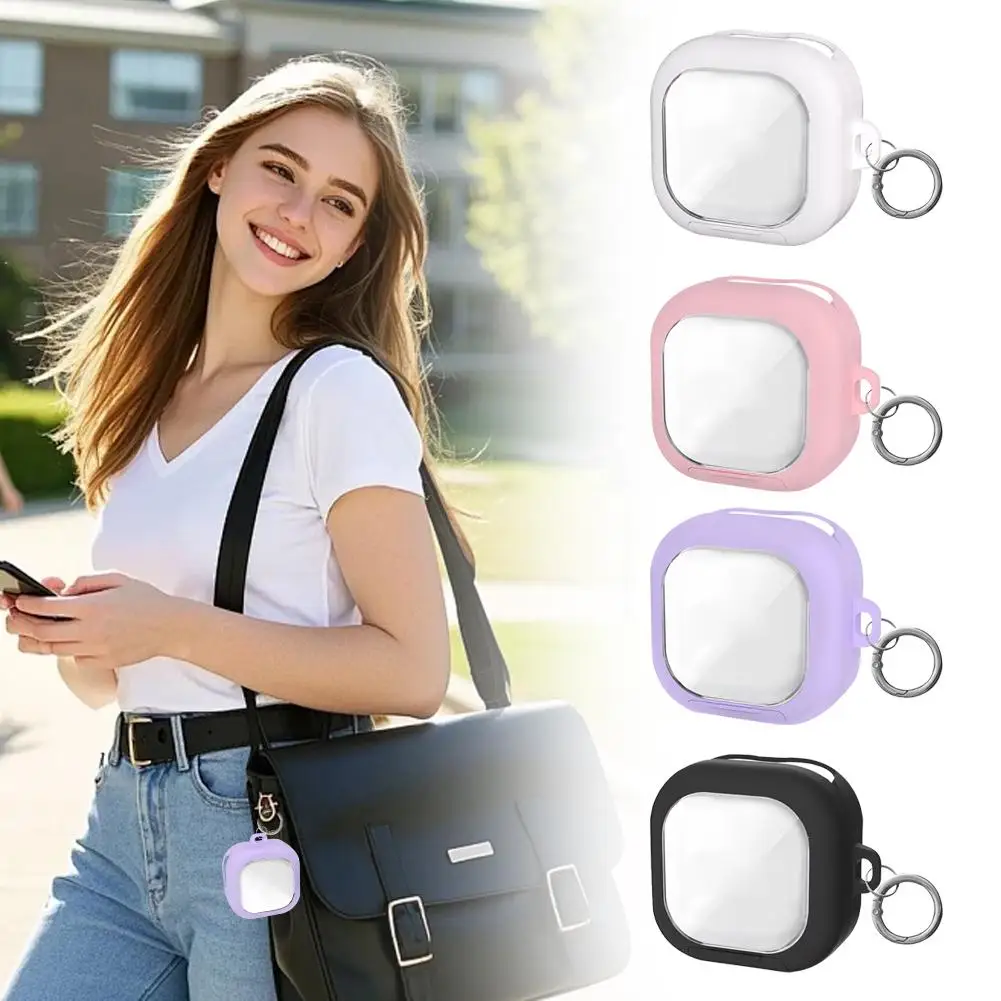 Silikon-Ohrhörerhülle mit transparentem Fenster und Schlüsselanhänger, stoßfeste, kratzfeste Schutzhülle für kabellose Ohrhörer-Kopfhörer Image