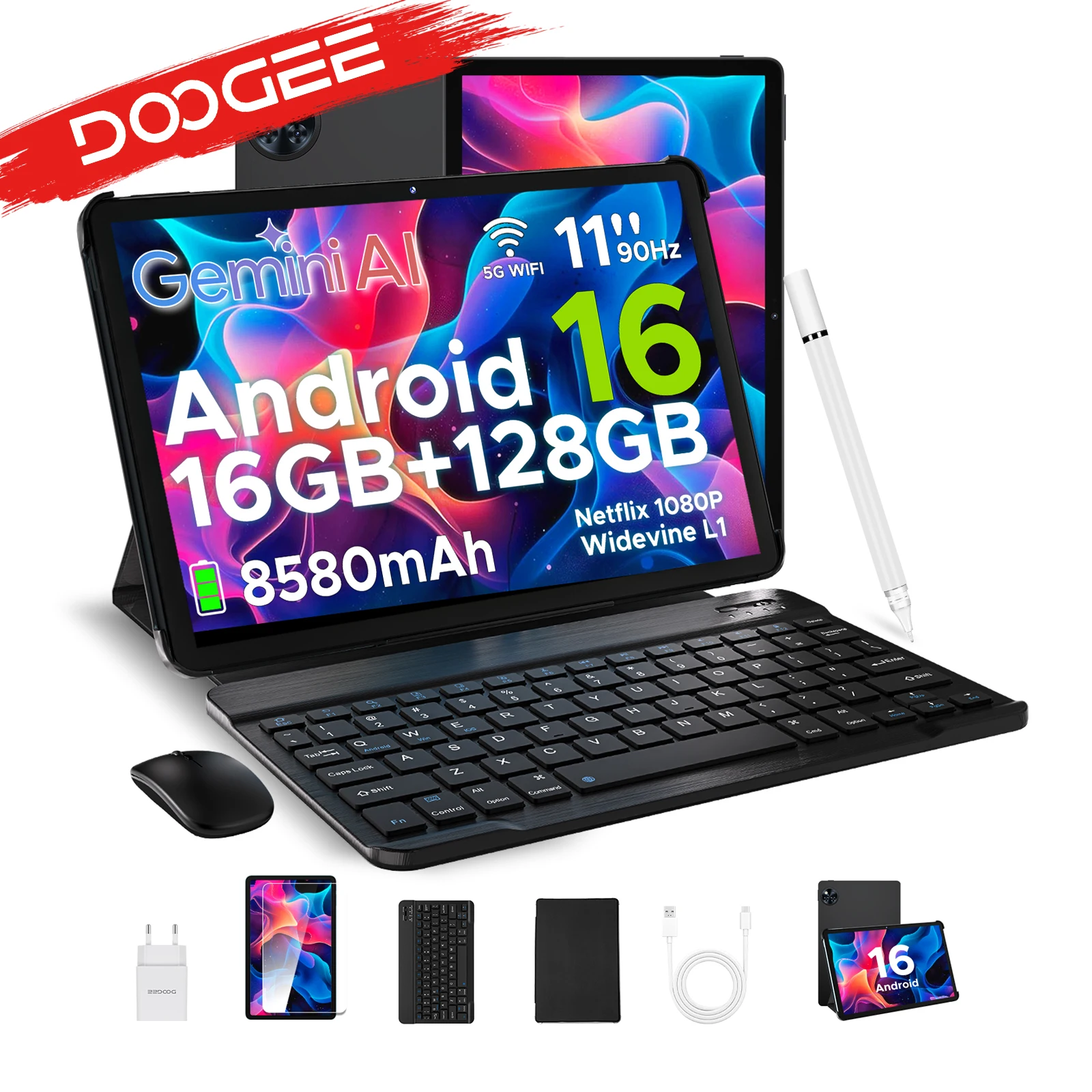 DOOGEE U11 Android 16 Tablet 11 Zoll Ultra-Crystal 90Hz Display 4GB RAM GB ROM mAh Akku Dual-Lautsprecher Unterstützt Widevine L1 Image