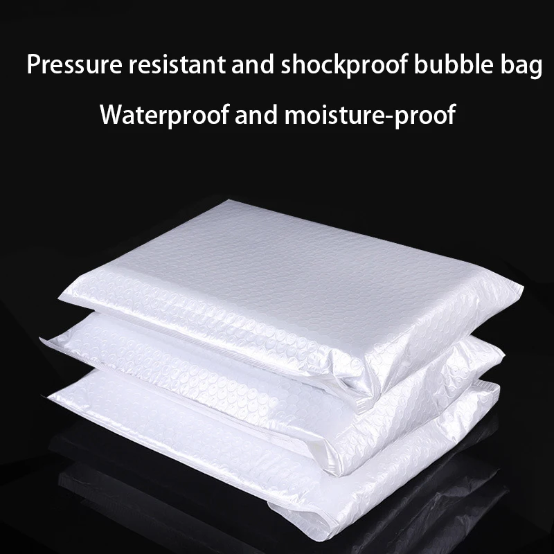 50 Stück weiße Luftpolsterumschläge, selbstklebende Dichtung, kein Klebeband, Geschenkverpackung, universeller Express-Transport Image