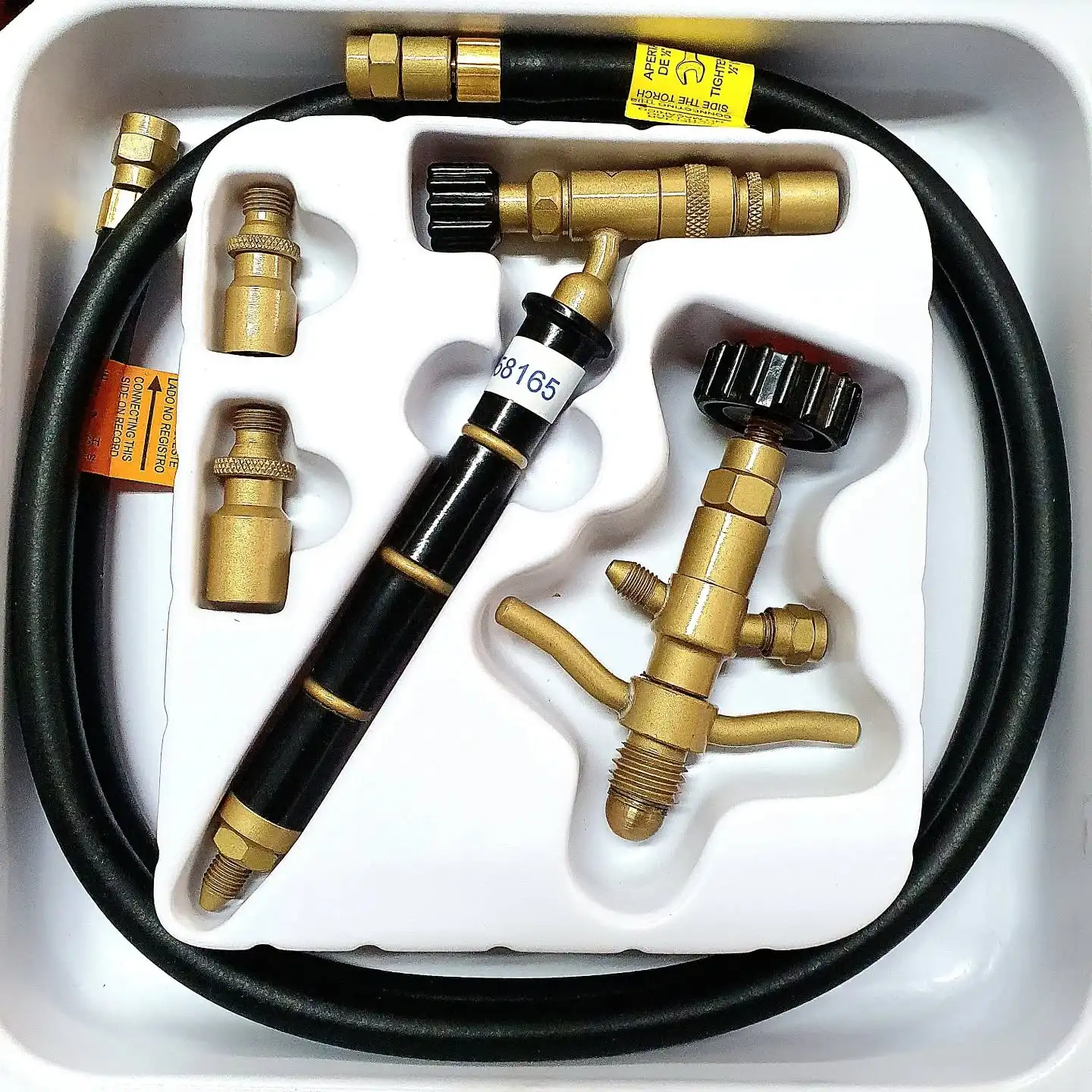 ORCA M75 CPL Gasflaschen-Adapter und Schlauch mit zwei Ausgängen, Schmuck-Fackel-Set, brasilianische Präzisionsbrenner mit 3 Düsen für LPG-Gas Image