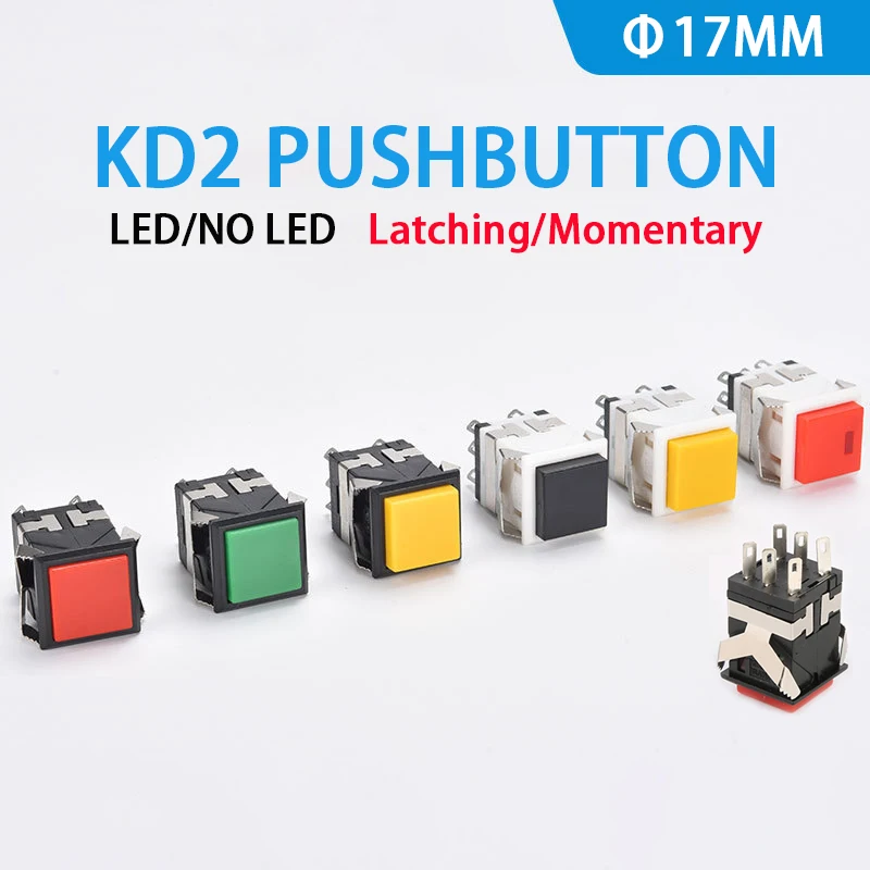 10PCS Momentary Rast KD2-21 22 23 24 Platz Push Button Schalter Mit Led-anzeige 6PIN 8PIN 3A/250V 6A/125V ON-ON Image