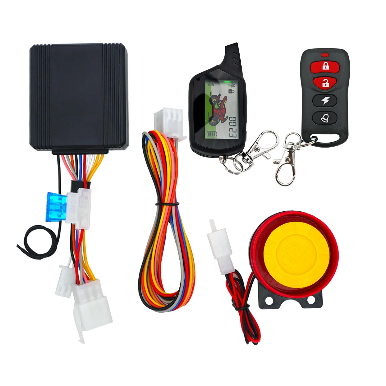 Bidirektionaler Diebstahlalarm für Motorräder, Fernbedienung mit Vibrationsverschluss, Display mit Fernstart, automatischer Diebstahlschutz Image