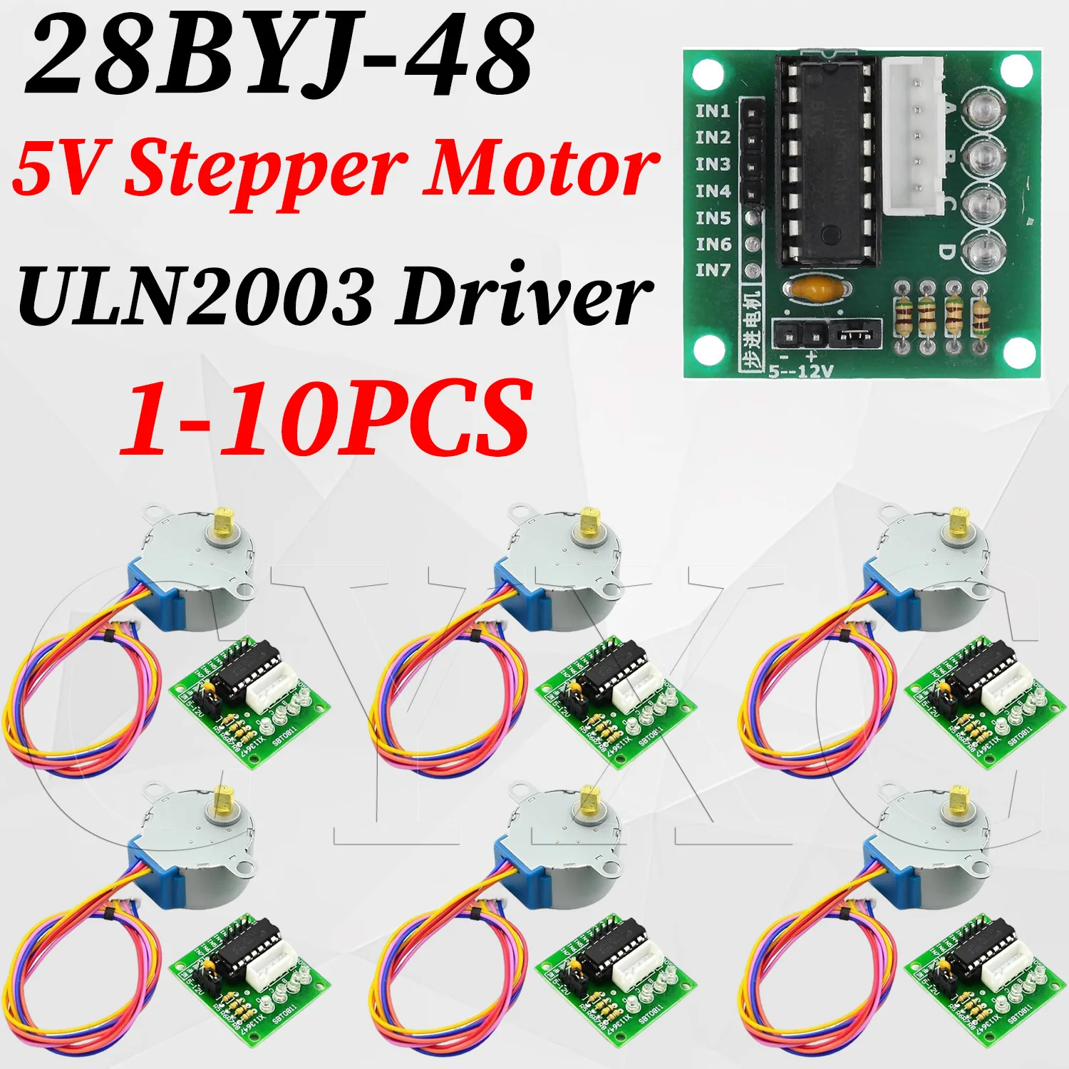 1-10Set 28BYJ-48 ULN2003 5V Schrittmotor + ULN2003 Treiberplatine Geeignet für Arduino Treiber Testmodul Schrittmotoren DIY Kit Image