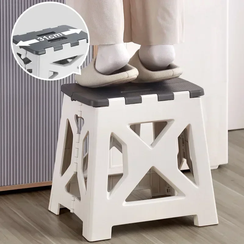 Tragbarer Kunststoff-Klapphocker, Outdoor-Campinghocker, Stuhl, Sitz, Zuhause, Badezimmer, Küche, Garten, Camping, Kinder, Erwachsene