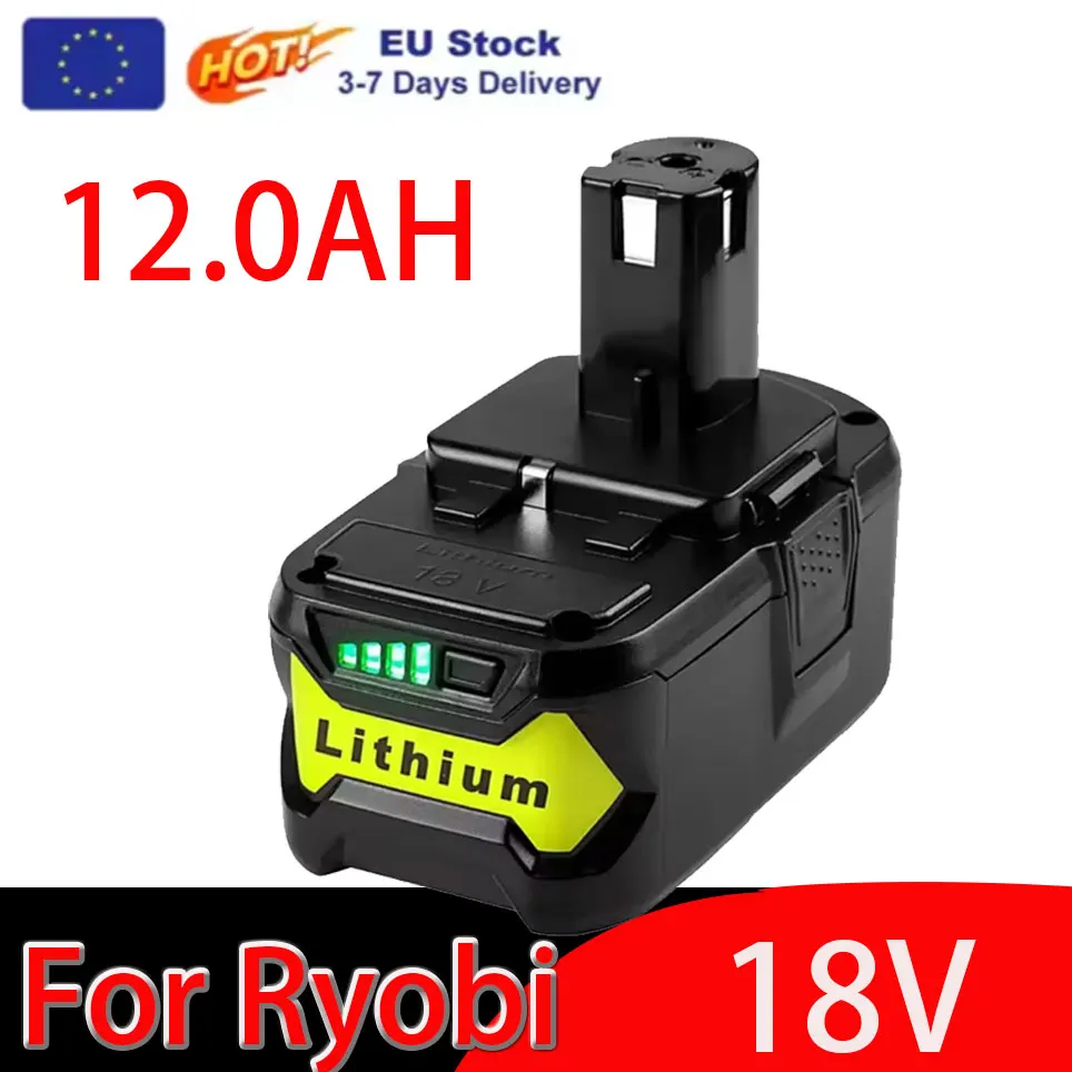 12 Ah für RYOBI P108 18 V One + Plus Akku 18 V Lithium-Ionen-Elektrowerkzeuge P104 P107 RB18L50 RB18L20 P108 Image