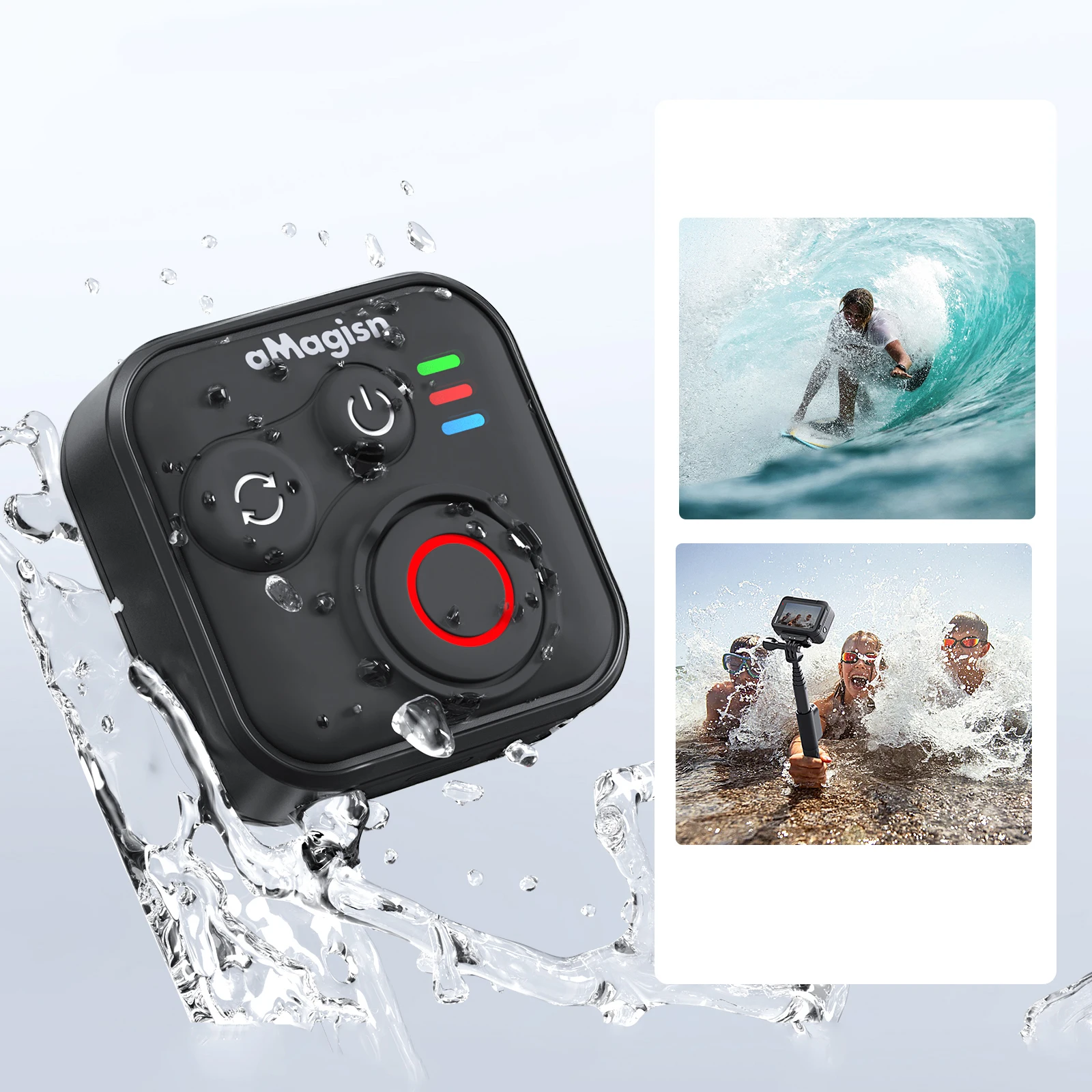 Multifunktionaler Kabelloser Aufnahme-Controller mit Handschlaufe BT Fernbedienung Kamera-Controller für Sportkamera-Zubehör Image