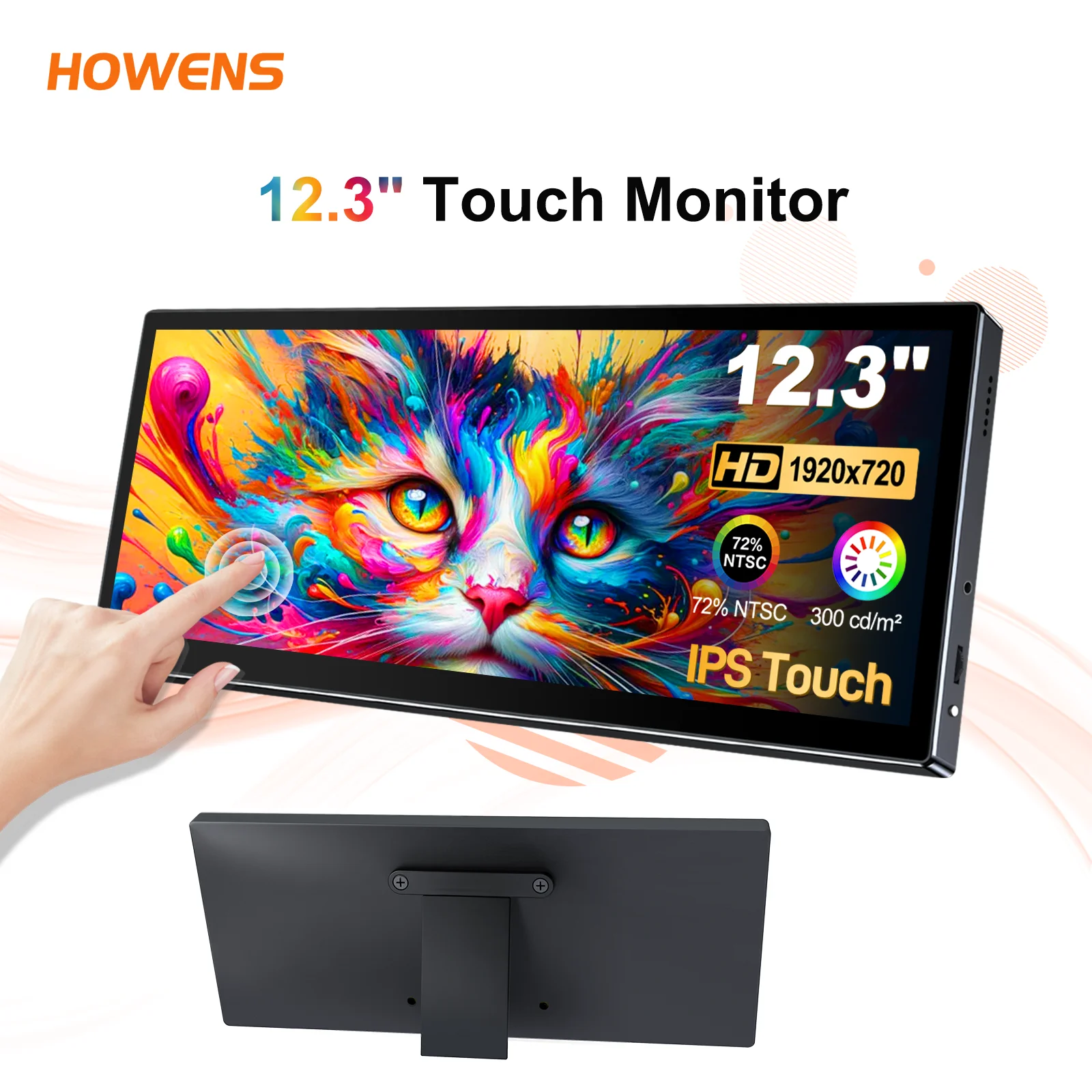 12,3 Zoll 8:3 Monitor für PC Computer Display 1920*720 Touchscreen Laptops Zweitbildschirm Zusatzmonitor 60Hz VESA 75*75mm Image