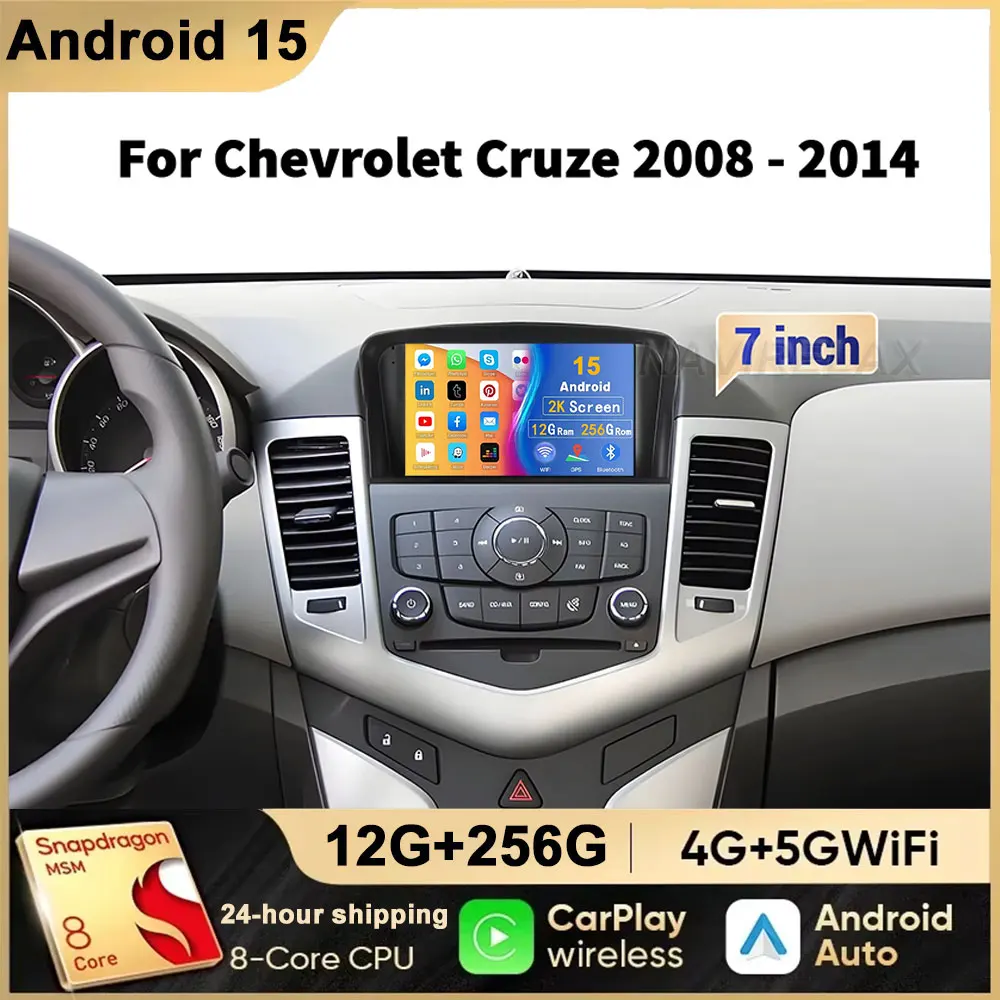 7 zoll Android 15 Auto Für Chevrolet Cruze 2008-2014 Auto Radio Video Player Multimedia GPS Carplay Auto BT RDS navigation Gebaut-in Image