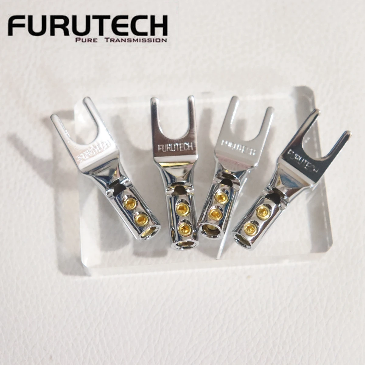 Original FURUTECH FP-201 goldenes Lautsprecherkabel, Y-Flachstecker, U-Gabel, nicht magnetische Verstärkerkabel, Anschlüsse, einfache Installation ohne Schweißen Image