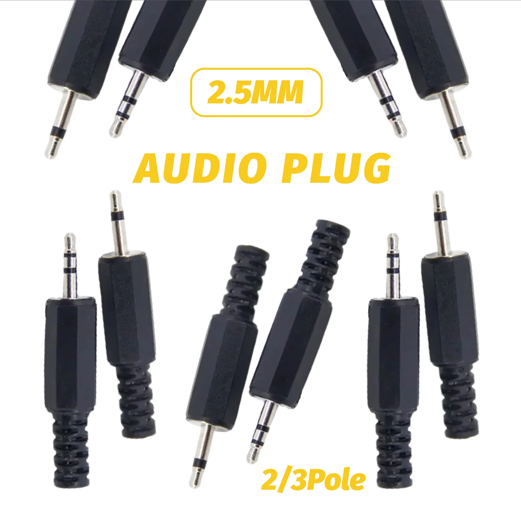 5/20 stücke 2,5mm 2Pole 3Pole Mono Stereo Stecker Audio Adapter Kopfhörer Buchse Stecker für Mikrofon Jack Image