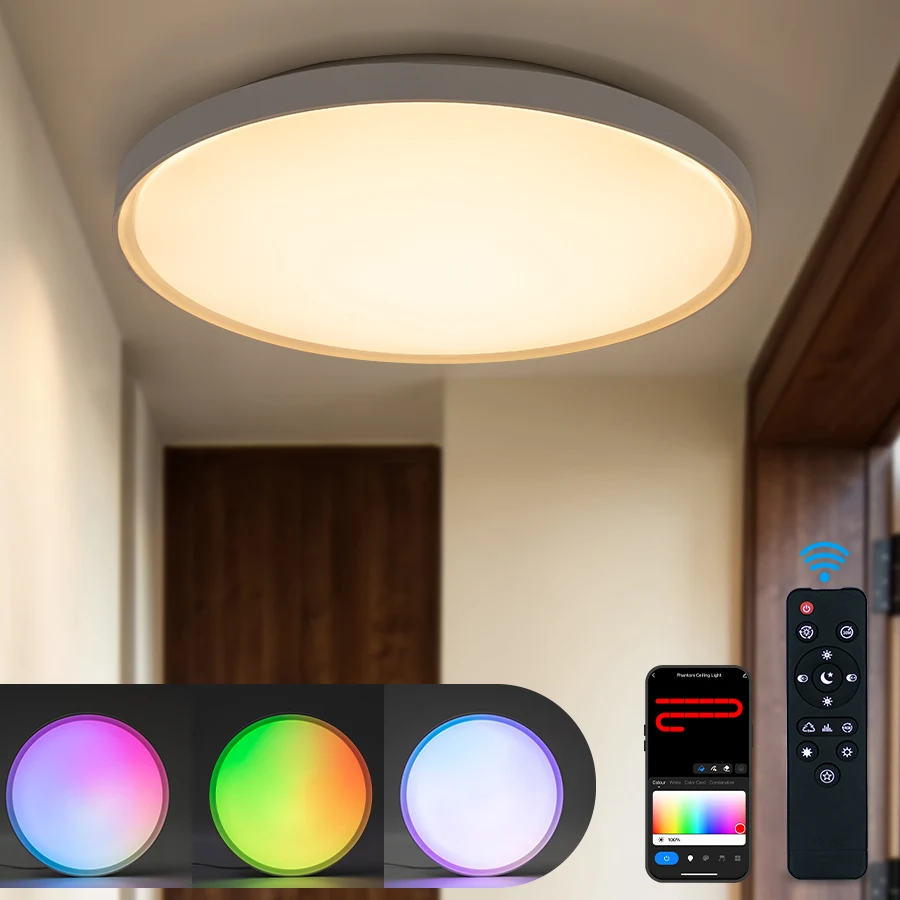 Tuya Smart WiFi RGB Deckenleuchte AC220V Dimmbar 16M Farben APP Fernbedienung Deckenleuchten für Schlafzimmer Wohnzimmer Dekorativ
