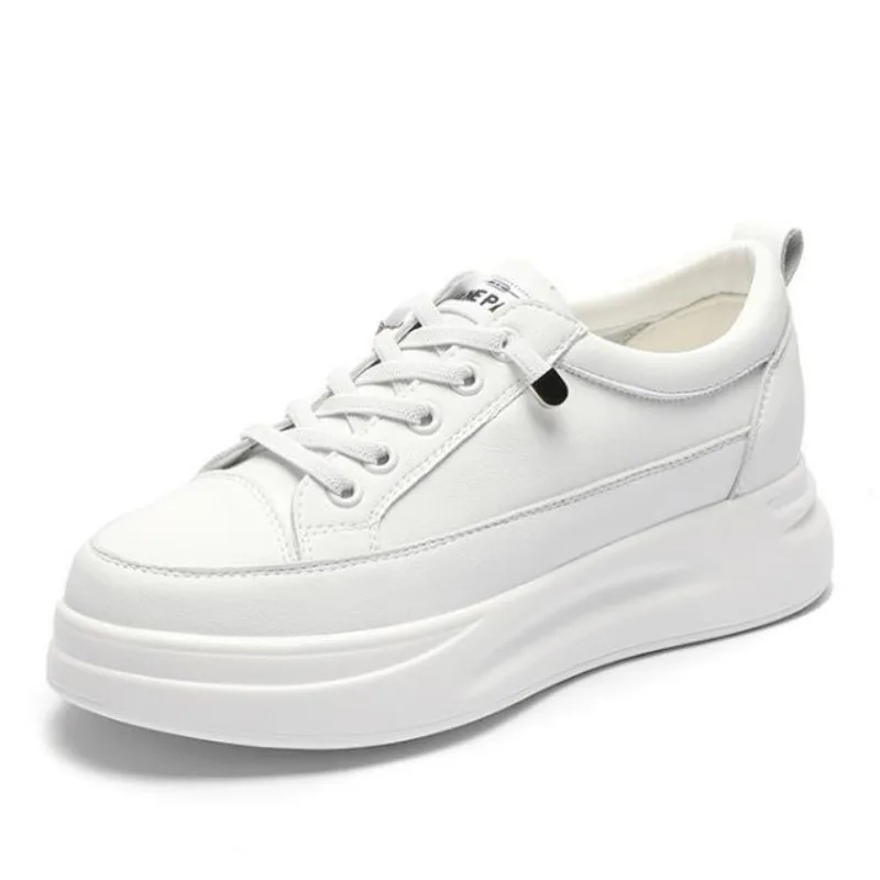 4,5 cm Echtes Leder Frauen Schuhe Plattform Wohnungen Atmungsaktive Frauen Winter Schuhe Weiße Turnschuhe Frühling Herbst Winter Schuhe