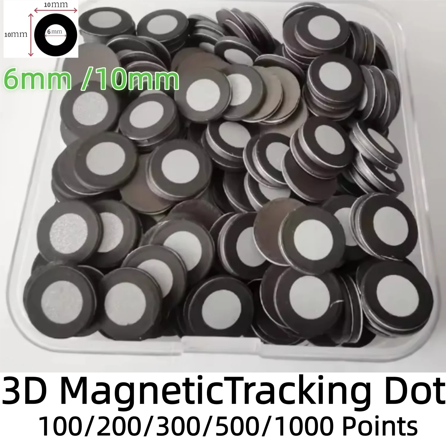 100-1000 Stück 3D-Magnetische Tracking-Punkte für Scanner, innen 6,0 mm, außen 10 mm, Scan-Referenzpunktmarker für 3D-Scanning Image