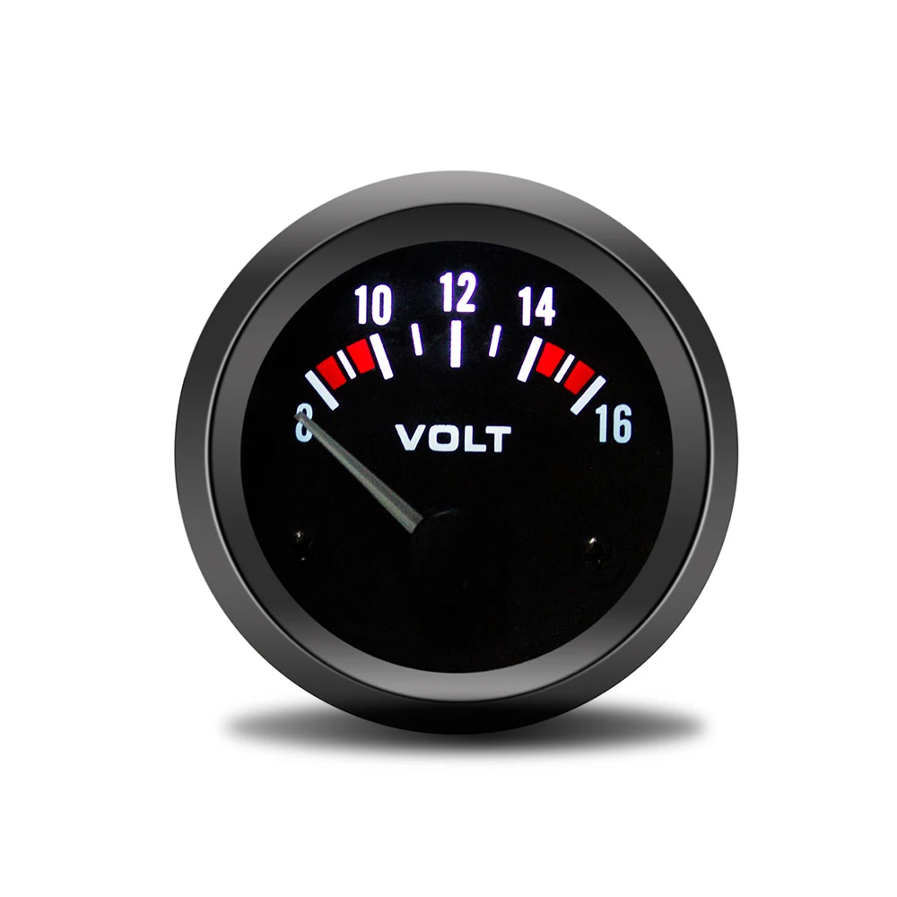 2 "52 MM Voltmeter Auto Auto Gauge Volt Meter 8 ~ 16 V Weiße LED Hintergrundbeleuchtung Spannung 12 V Auto Zubehör für Benzin Auto 12 V Image