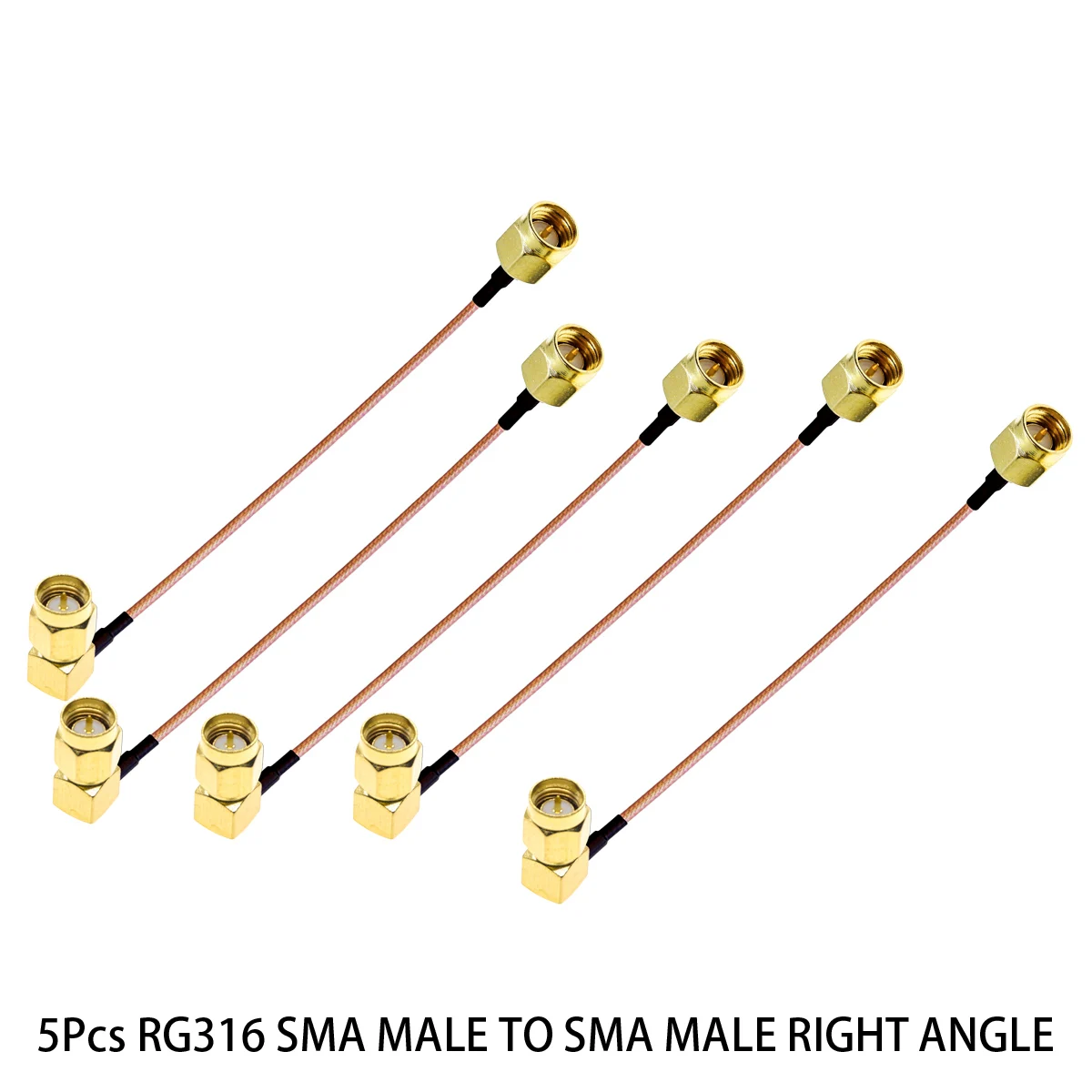 5Pcs RG316 SMA Stecker auf SMA Stecker Rechten Winkel Stecker RF Zopf Coax Jumper Kabel Verlängerung Koaxialkabel WIFI antenne Image
