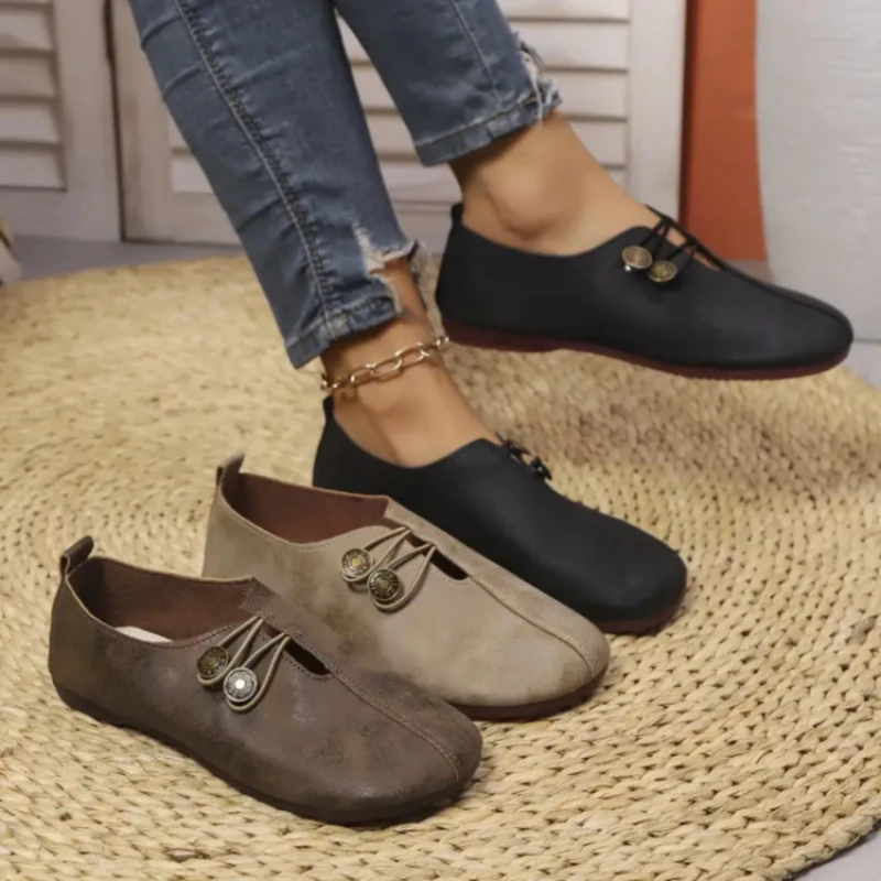 2026 Frühling/Herbst Neue Slip-On Freizeitschuhe für Damen – Große Größen, minimalistische flache Sohle, vielseitige Pendler-Schuhe
