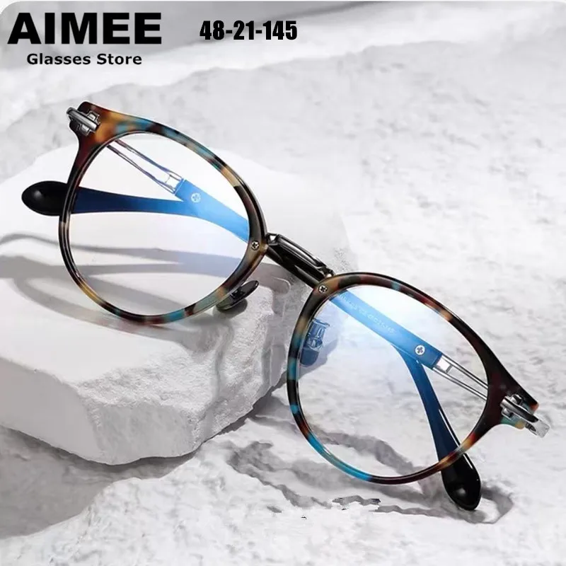 Acetat Titan Brillengestell Männer 2026 Neue Vintage Runde Brillengestelle Frauen Lila Vollbrillen Brillen Ultraleicht Gafa