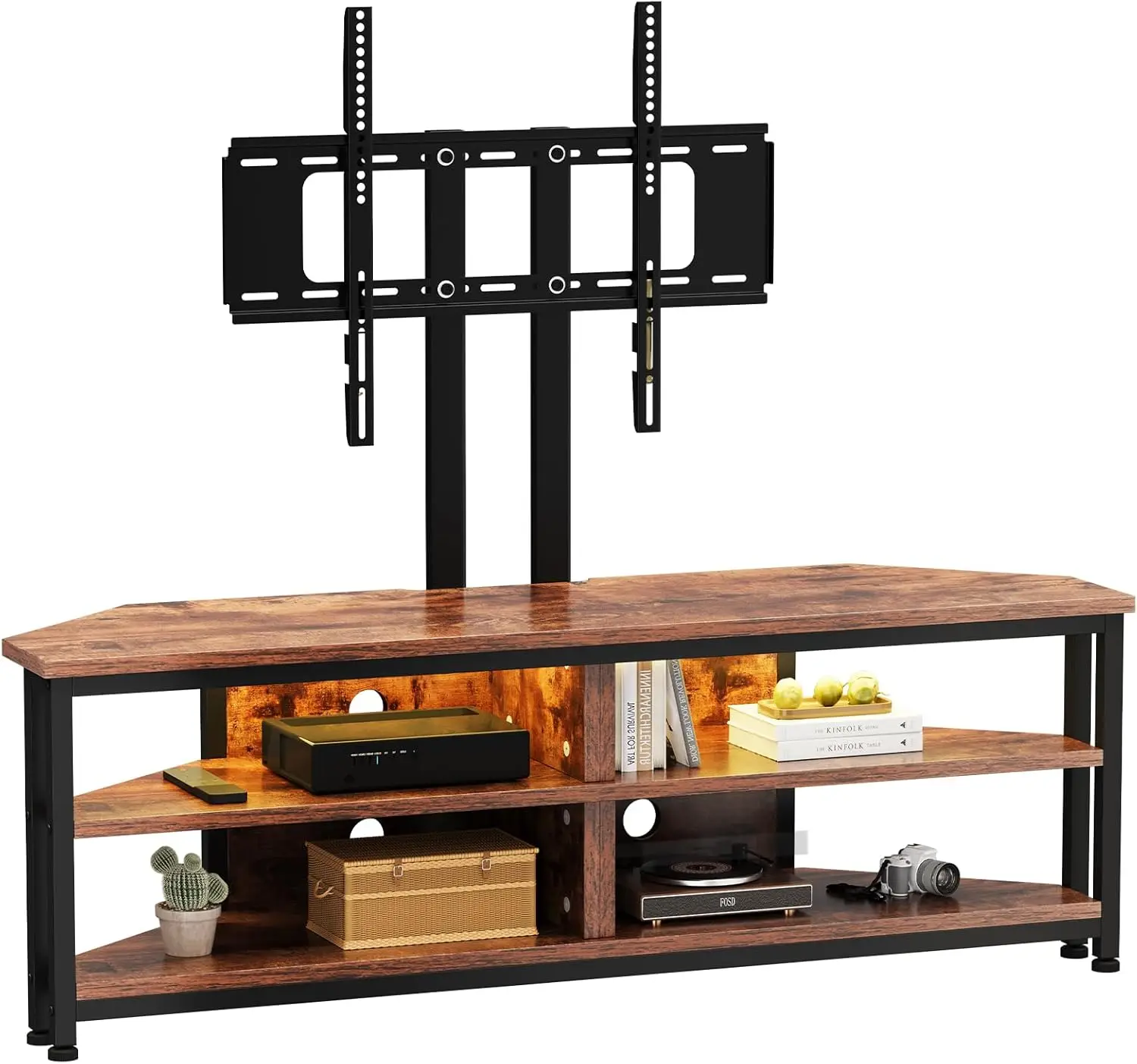 Dripex TV-Ständer mit LED-Beleuchtung und TV-Halterung, Eck-TV-Schrank für Fernseher bis zu 70 Zoll mit offenem Gaming-Center