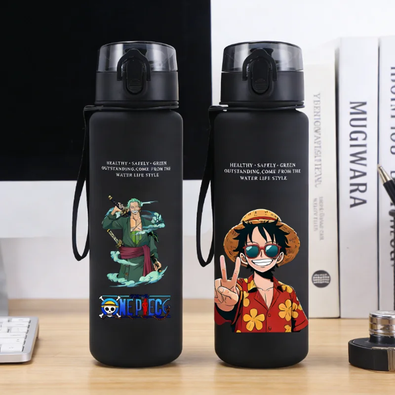 650ML Einteilige Wasserflasche für Männer Cartoon Anime Mattierte Sport-Trinkflasche für Jungen Tragbare Sturzsichere Outdoor-Trinkflasche mit Strohhalm Geschenk Image