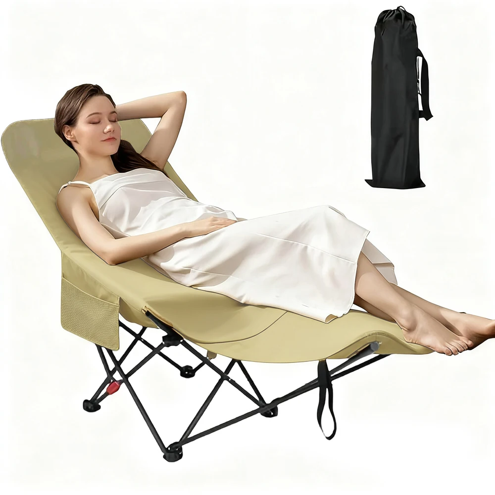 Tragbarer Outdoor-Stuhl mit Aufbewahrungstasche, zusammenklappbarer Outdoor-Liegestuhl mit Beinstütze, Camping-Strandstuhl, Klappstuhl für die Mittagspause Image