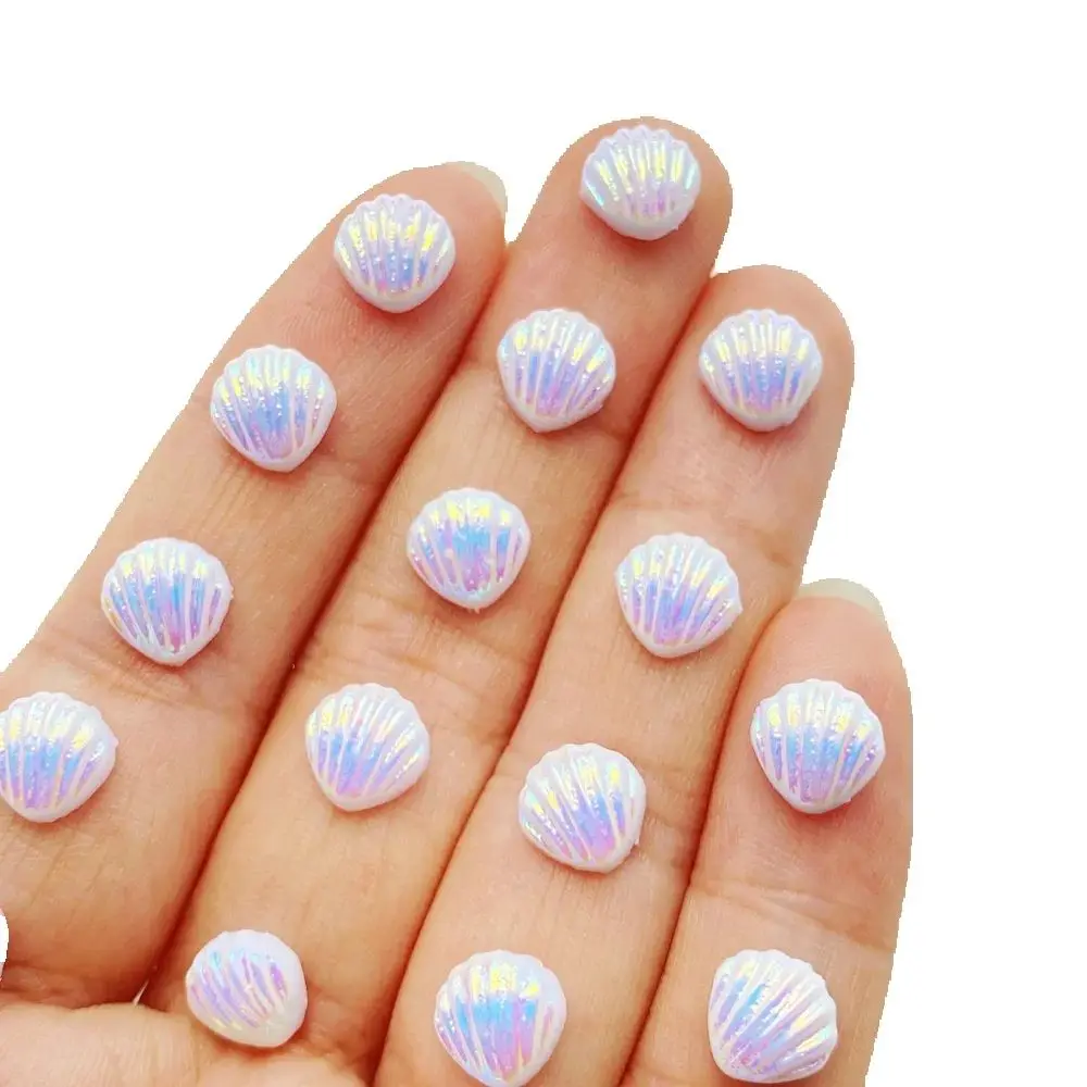 100 Stück Harz 3D Niedliche Mini AB Bunte Muschel-Nagelsteine mit Flacher Rückseite Scrapbook DIY Hochzeits-Applikationen Deko Schmuckzubehör Image