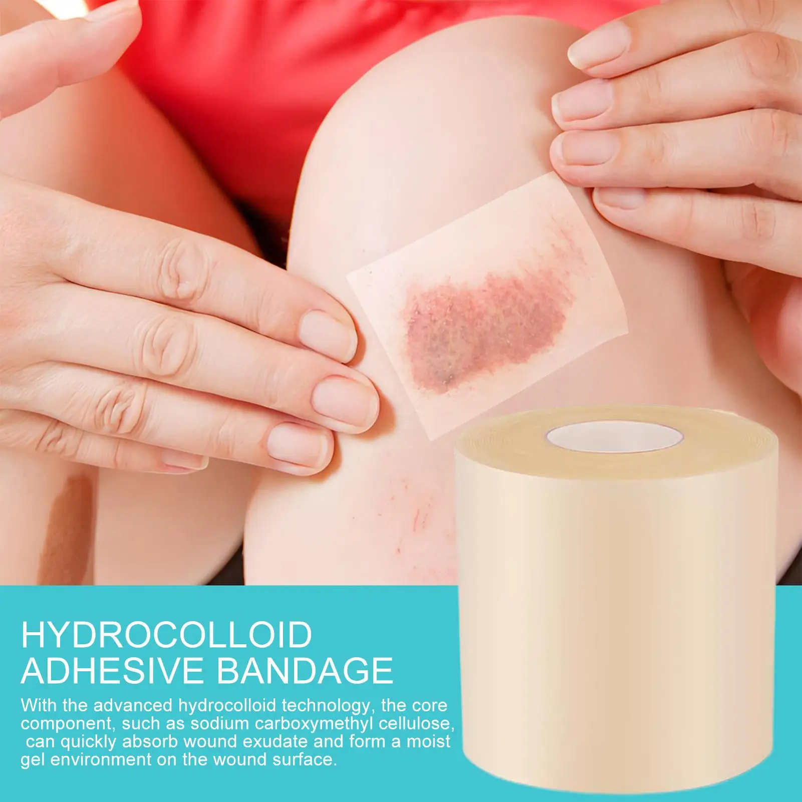 Hydrokolloid-Rolle für die Wundversorgung, Hydrokolloid-Pflasterverbände mit selbstklebenden Bettwundeverbändern, sehr saugfähig für Verbrennungen Image