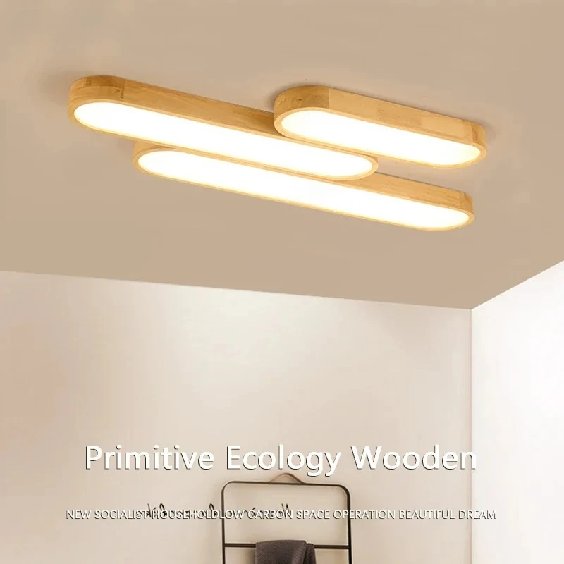 2026 neue Massivholz LED Deckenleuchte Für Wohnzimmer Garderobe Korridor Holz Oberfläche Montiert Schlafzimmer Beleuchtung Quadratische Räume La