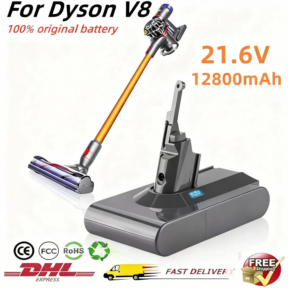 Für Dyson V8 Akku 12800mAh Lithium-Ersatzakku für Dyson V8 SV10 Kompatibel mit V8 Animal, V8 Absolute, V8 Motorhead Image