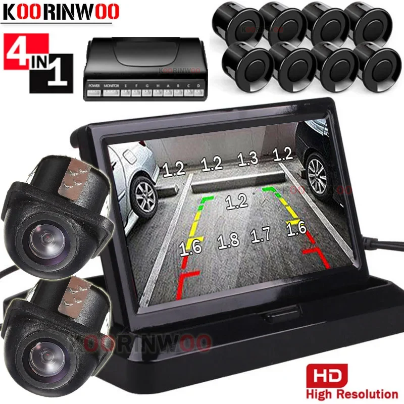 Koorinwoo Dual Core Parkplatz Sensoren 8 Radare Auto Monitor Digital TFT LCD Alarm Frontkamera Auto Rückansicht Kamera Parktronic