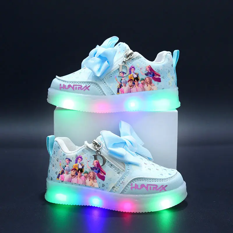 KPop Demon Hunters Schuhe Kinder LED-Schuhe Baby Kleinkind Schuhe Cartoon Huntrix Leuchtende Sportschuhe Größe 21-30