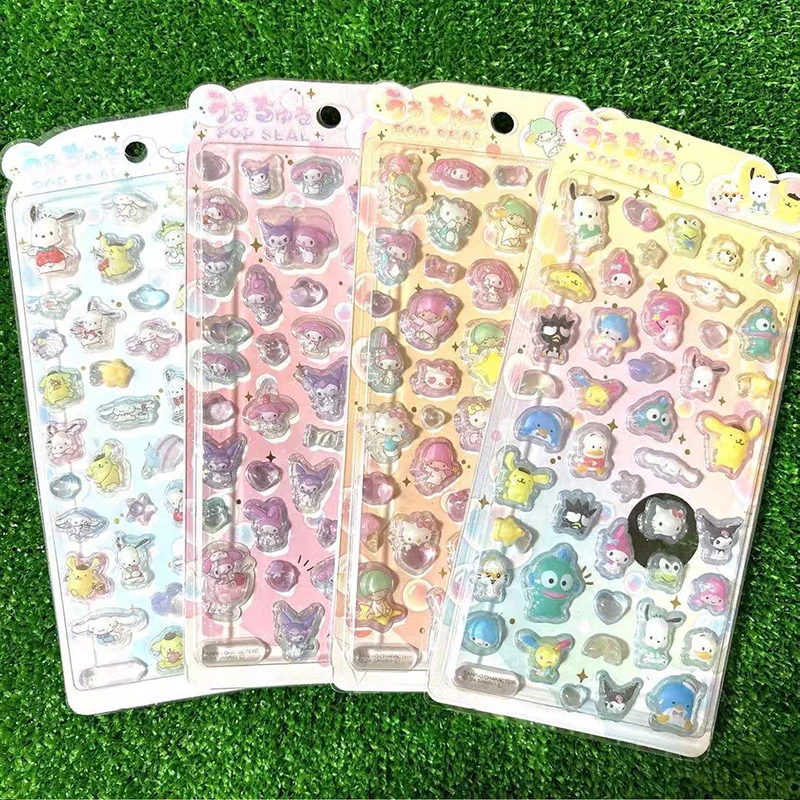 Kawaii Hello Kitty Little Twin Stars 3D-Kristall-Aufkleber, glänzende Stereo-Sticker für DIY-Handyhüllen, Journal-Dekoration Image