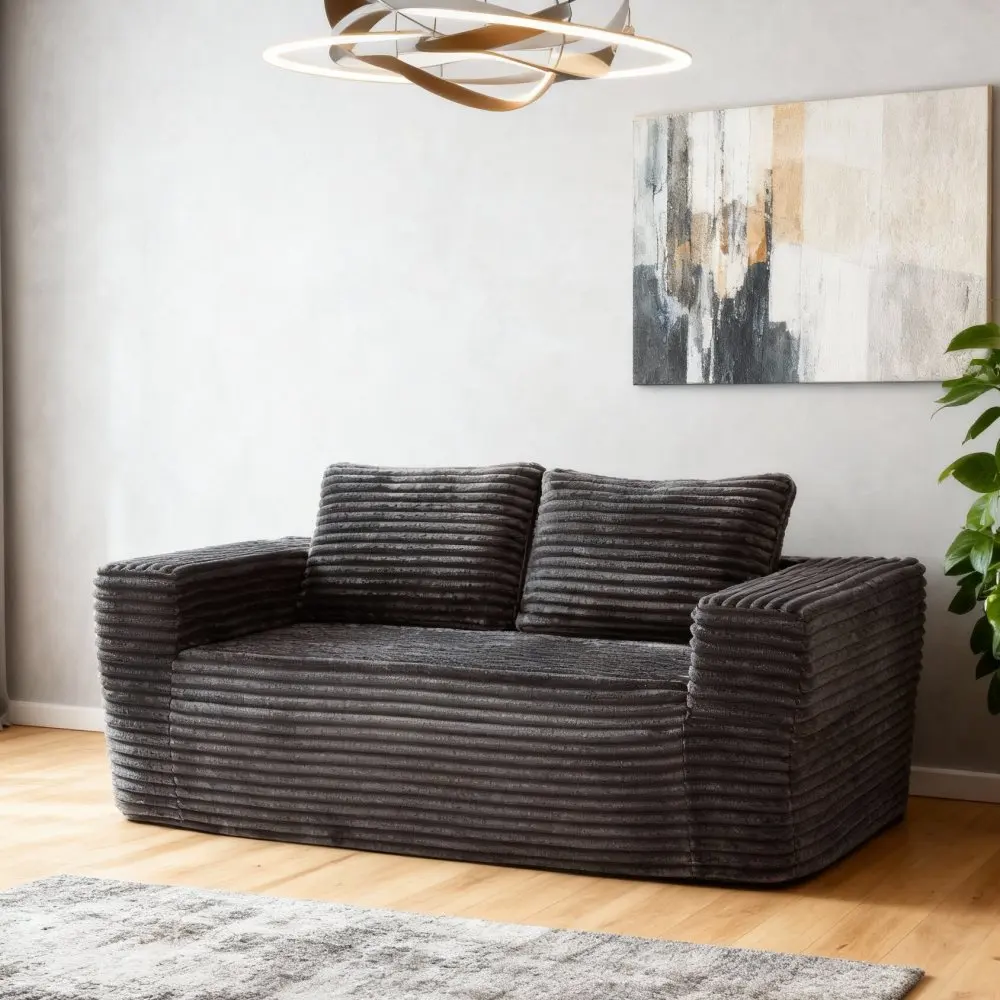 Plüsch-Cordsofa ohne Gestell, Tiefsitz 2-Sitzer Bodensofa, Montagefreies Schaumstoff-Lounge-Sofa, Platzsparende Möbel für Kleine Räume