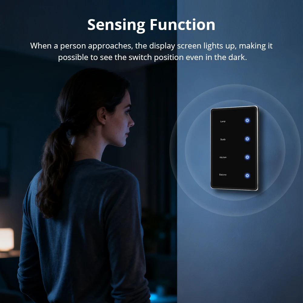 Zemismart Zigbee DIY Namensschalter US Black Touch Panel Smart Display Bildschirm Lichtschalter Funktioniert mit der Tuya Smart Life App Image