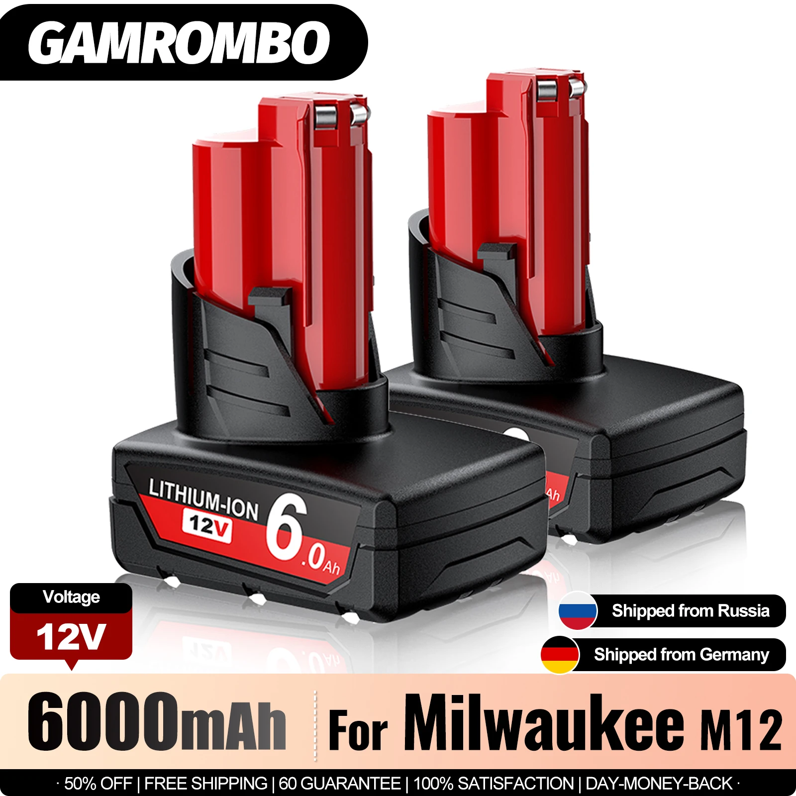 For Milwaukee M12 12V Batterie 6000mAh Wiederaufladbare Li-Ion Batterie For Milwaukee 48-11-2402 48-11-2411 48-11-2401 Werkzeug batterien Image