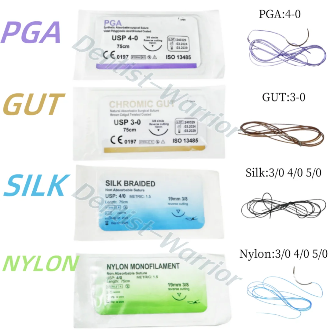 Dental Synthetische Oral Chirurgische Naht Violett PGA 4-0 75 cm 3/8 Reverse Cutting 19mm Zahnarzt Praxis Image