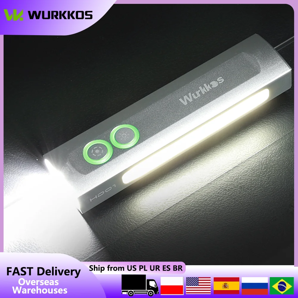 Wurkkos HD01 Schlanke Kompakte Taschenlampe mit Doppelschalter, Wiederaufladbare Fackel mit RGB-Seitenlicht & Grünem Strahl für Wandern und Camping Image