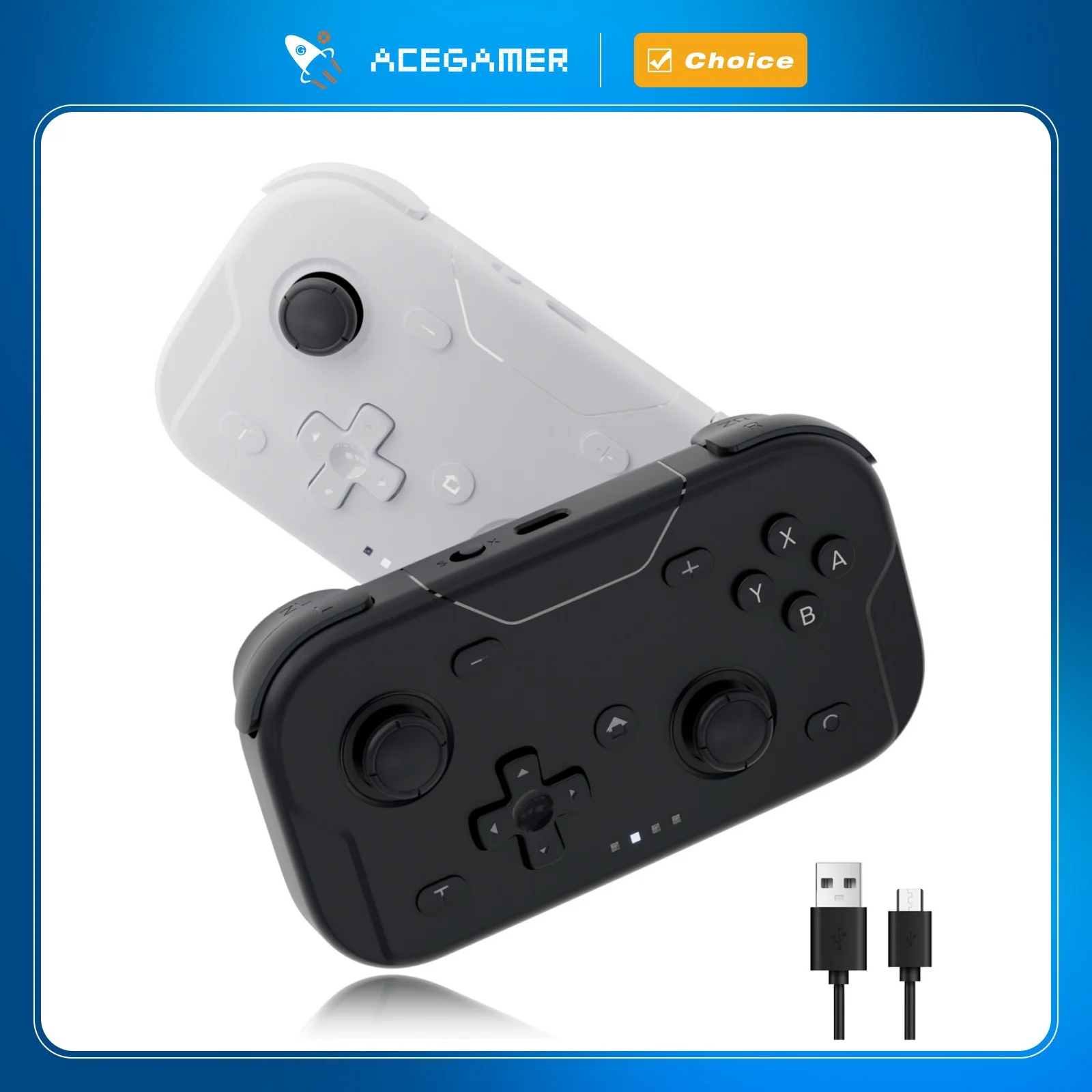 AceGamer Pocket Game Controller Tragbare Hall-Joysticks 1000 Hz Bluetooth-Gamepad für Switch/Switch2/Android/iOS/PC/Steamdeck Image