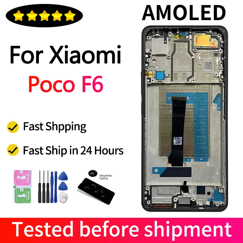 6.67 "AMOLED 120Hz F6 Display Für Xiaomi Poco F6 LCD Display Touchscreen Digitizer Montage 24069PC21G 24069PC21I Display Rahmen Image