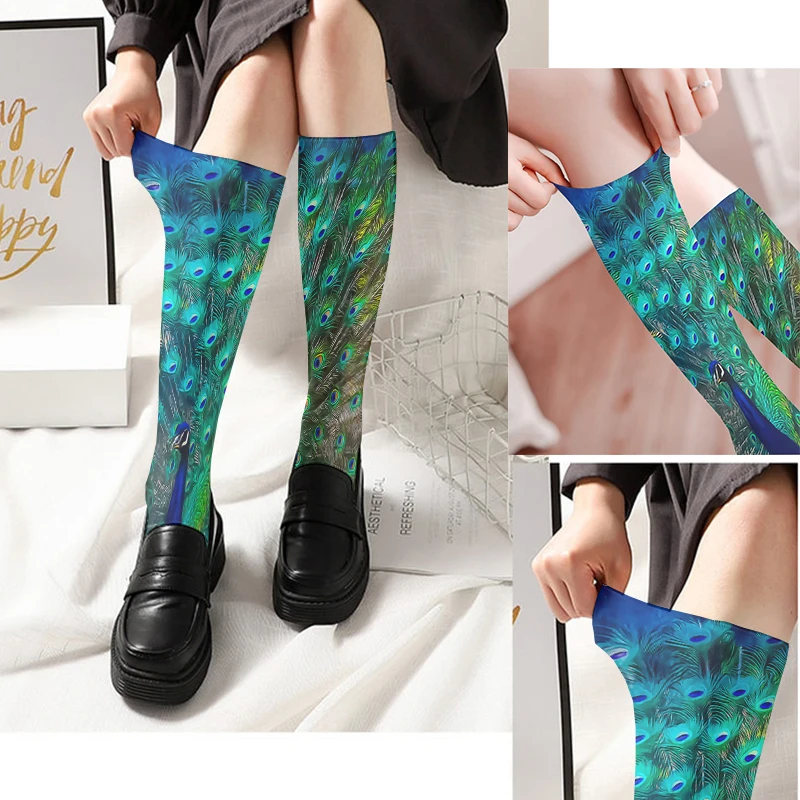 Mode Frauen Samt Sommer lange Socken Spaß Pfau Harajuku süß sexy Strümpfe bequem atmungsaktiv cool Straße glücklich Socke Image