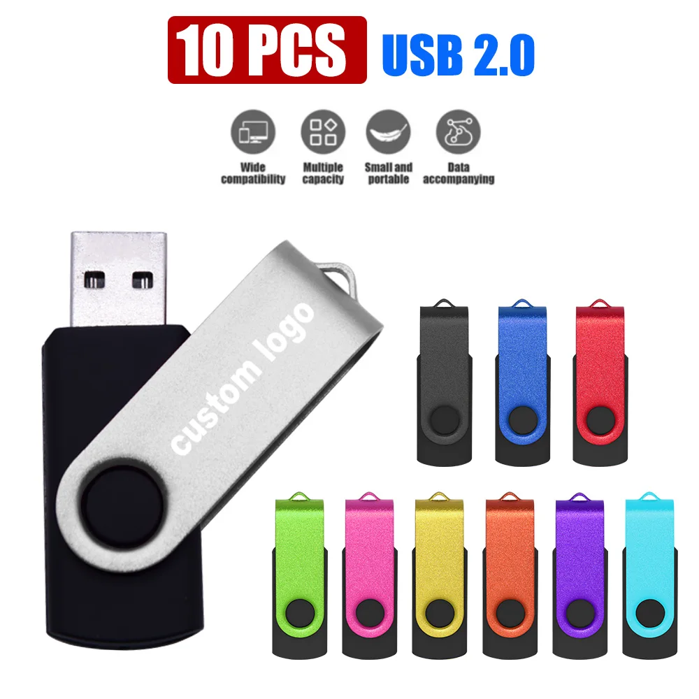 10 teile/los USB 2,0 USB-Stick Flash-Speicher Karte 32 GB Pendrive 64 GB USB Stick 4 GB 8 GB 16 GB Memory Stick U Disk Kostenloses Logo Image