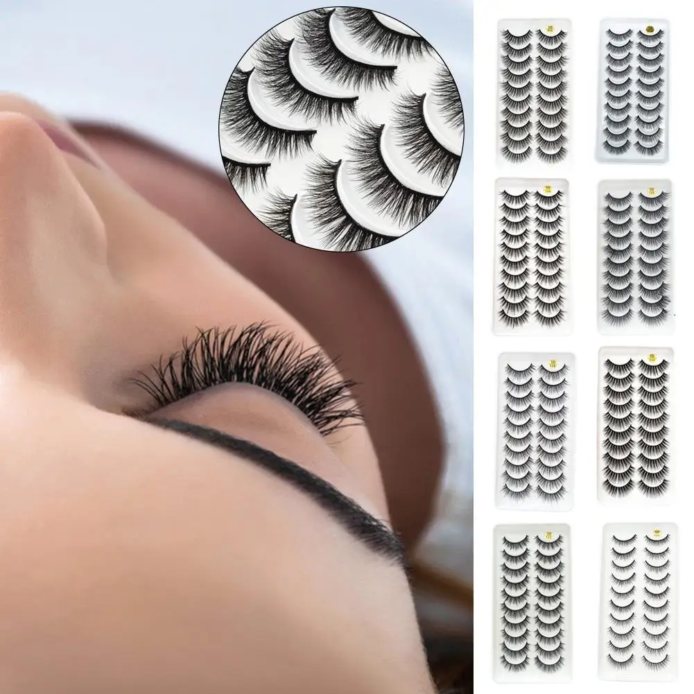 10Pairs Multi-stil Natürliche Falsche Wimpern Gefälschte Wimpern Lange Make-Up 3d Wimpern Verlängerung Wimpern Wiederverwendbare Nerz Wimpern für Schönheit Image