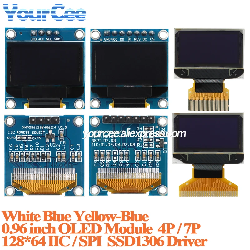 0,96 Zoll OLED-LCD-Bildschirm-Anzeigemodul 0,96 Zoll Blau Weiß 128*64 SPI/IIC I2C-Schnittstelle SSD1306-Treiber Image