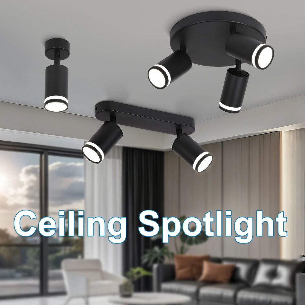 Moderner Deckenstrahler mit austauschbarer GU10-Glühbirne, LED-Deckenbeleuchtung für Wohnzimmer, Schlafzimmer, Küche Image