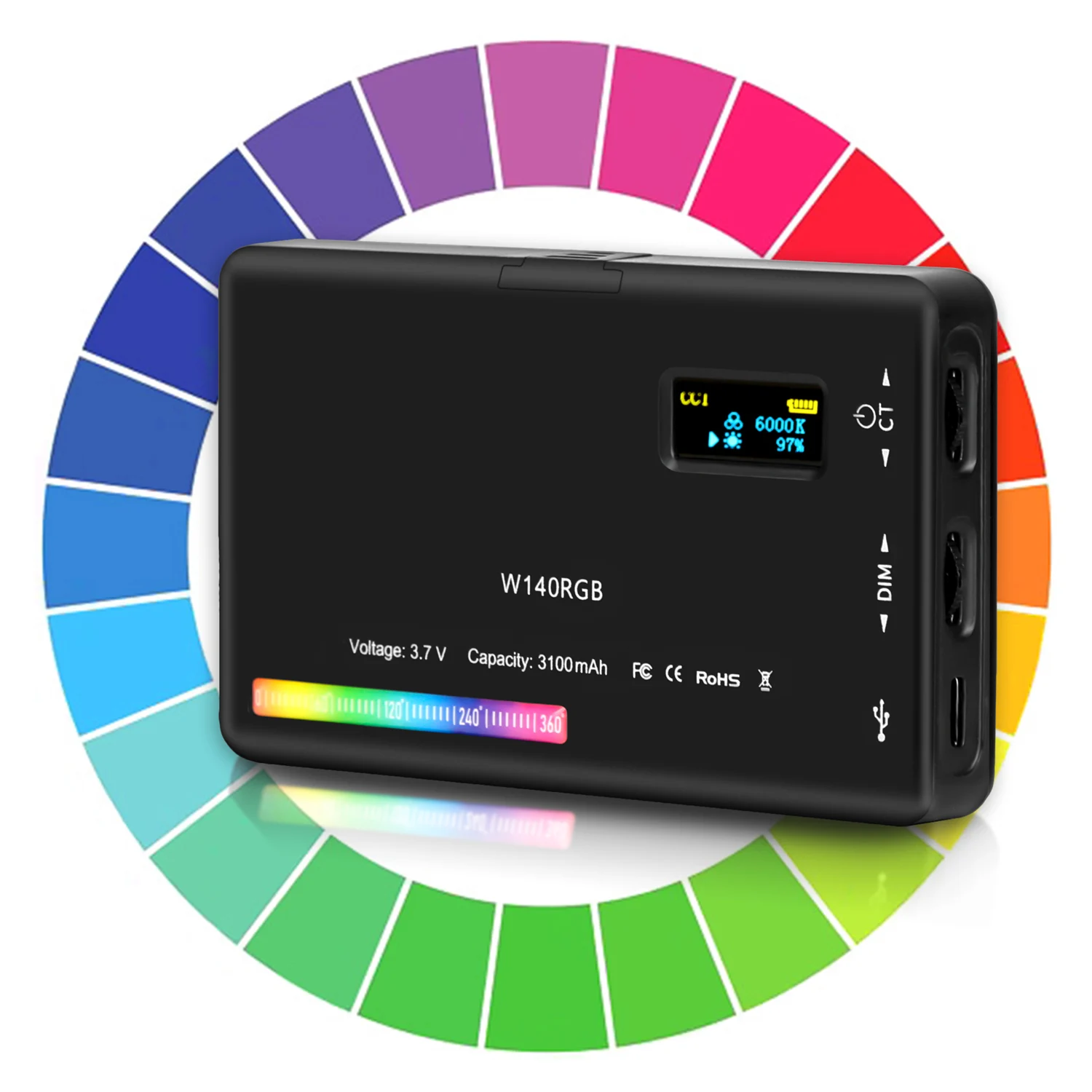 SH W140 RGB Video Licht 2500-9000K LED Kamera Licht 3100mAh Mit Diffusor Wirkung Vlog Füllen Licht fotografie Beleuchtung Image