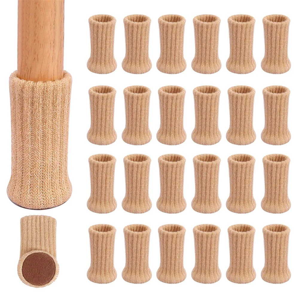 24 Stück Stuhlbeinsocken, hochelastische Stuhlbein-Bodenschoner mit Anti-Rutsch-Pads, dicke Stuhlbeinkappen, Möbelpolster, Abdeckungen-Set Image