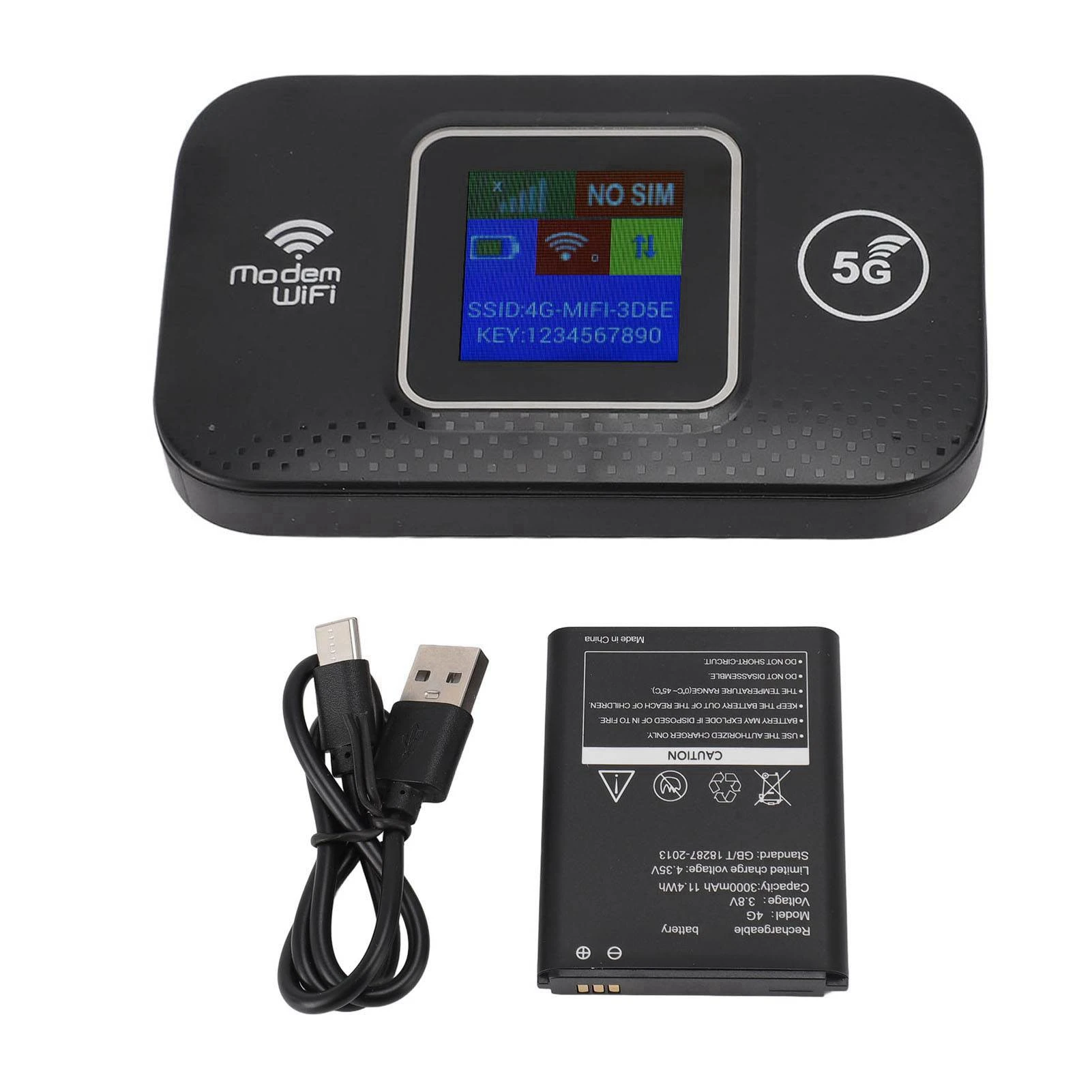 Tragbarer 4G-WLAN-Router, 4G LTE, tragbare WLAN-Sicherheitskodierung, 300 Mbit/s, USB-betriebenes LCD-Display, Plug-and-Play für Tablet, Europa Image