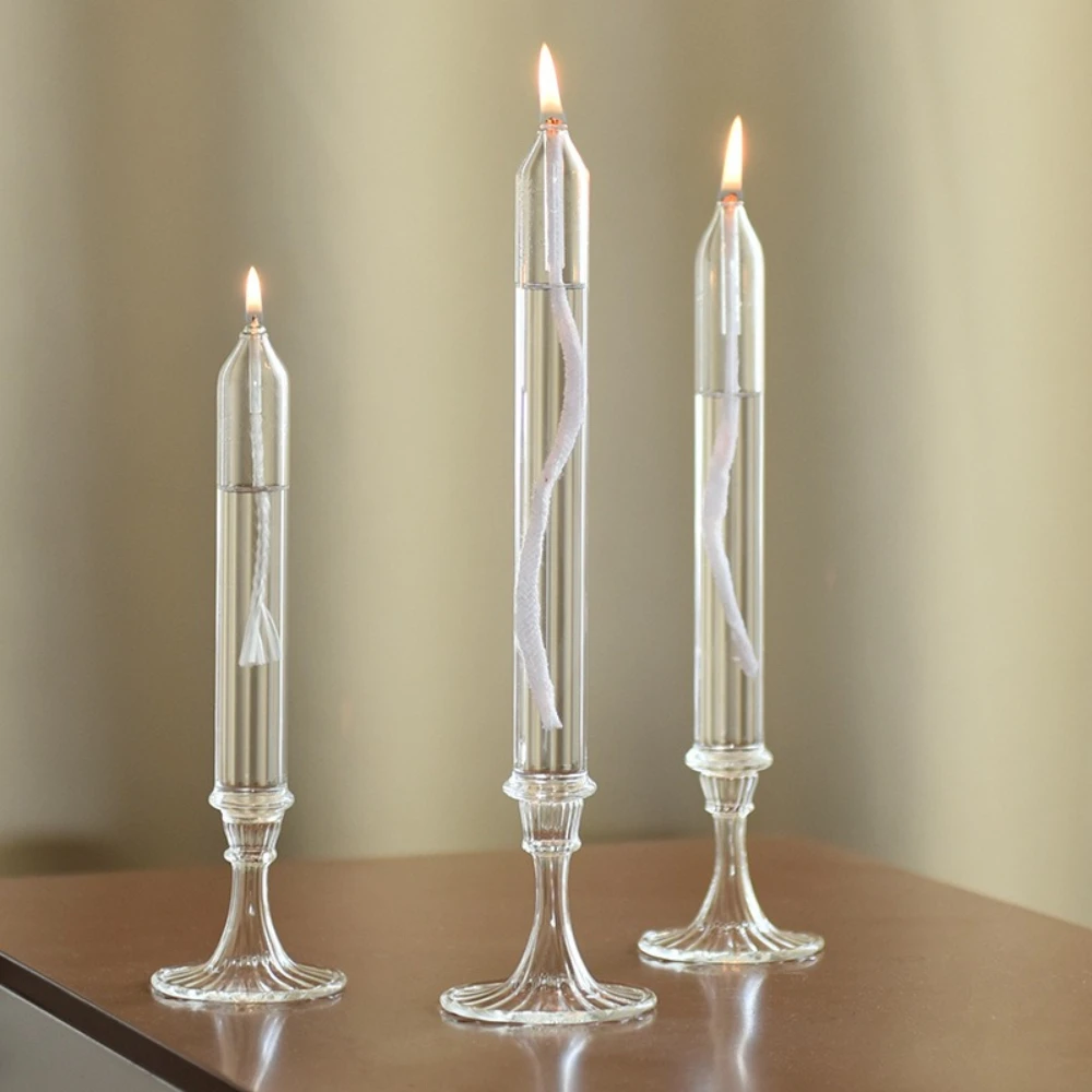 Nordische Kerzenlampe Glas-Öllampe Kreative Transparente Rauchfreie Glas-Öllampe Romantisches Kerzenlicht-Dinner Dekoration