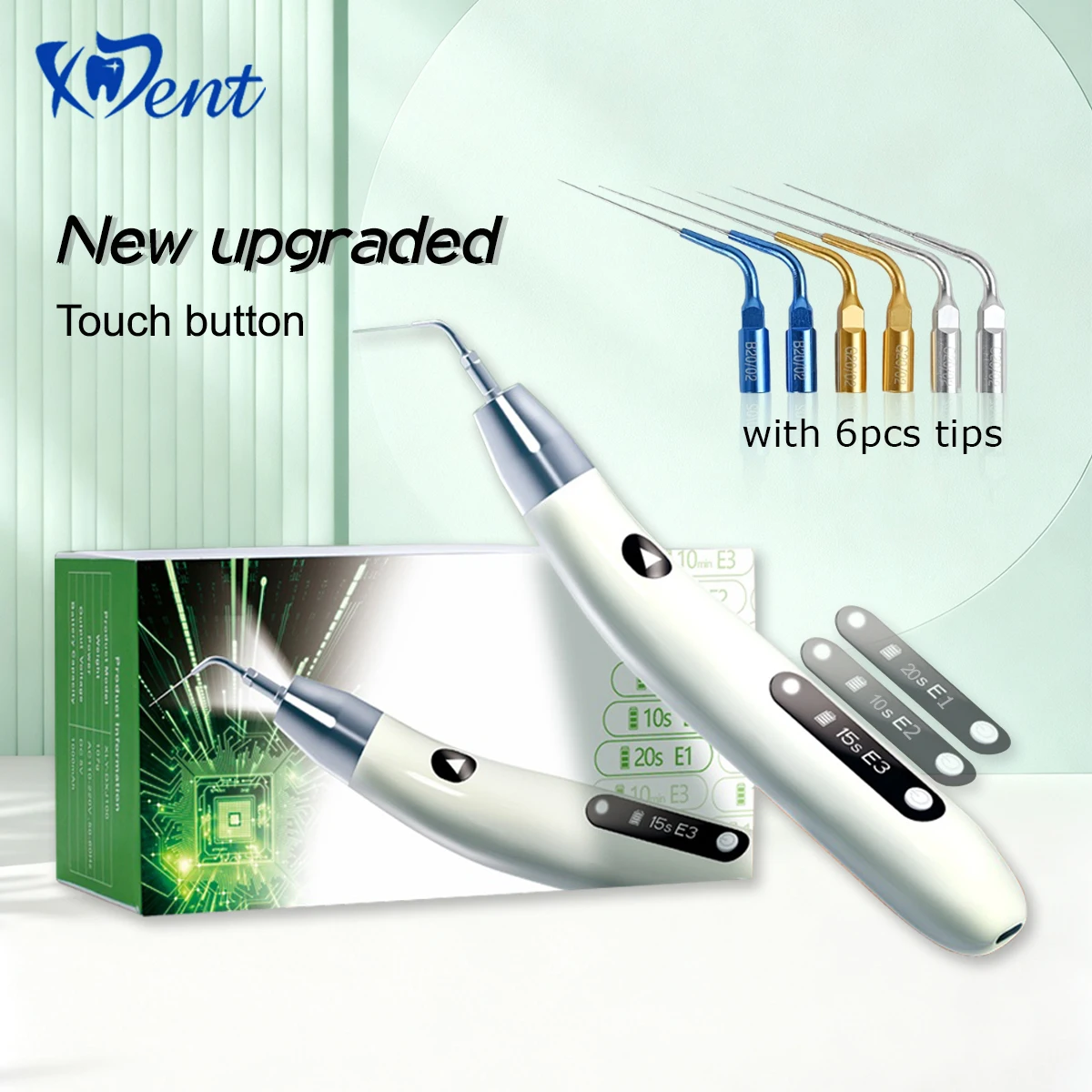 Dental Endo Ultra Activator Endo Irrigator Schnurloser Ultraschallaktivator mit 6 Spitzen 40 kHz Touch-Tasten Endodontische Behandlung Image
